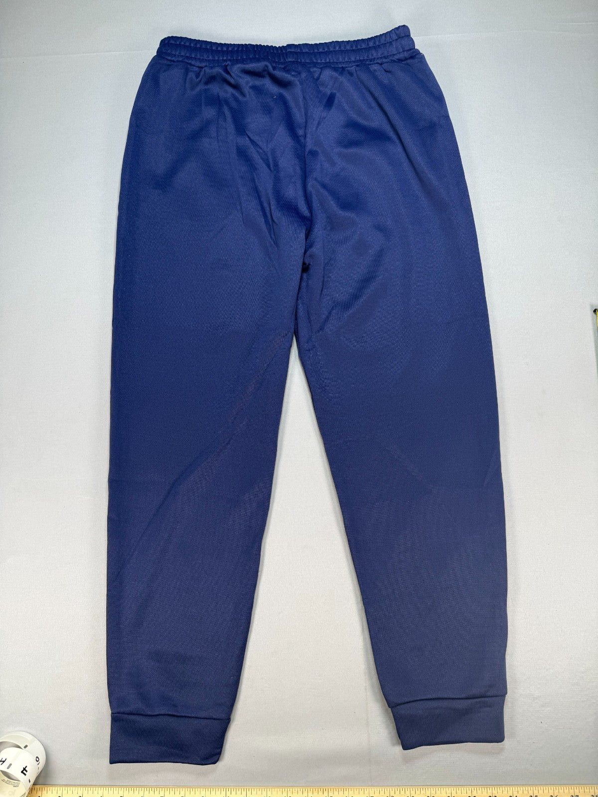 Men's Athletic Joggers Large Blue Zipper Pockets Gym Track Pants 100% Polyester