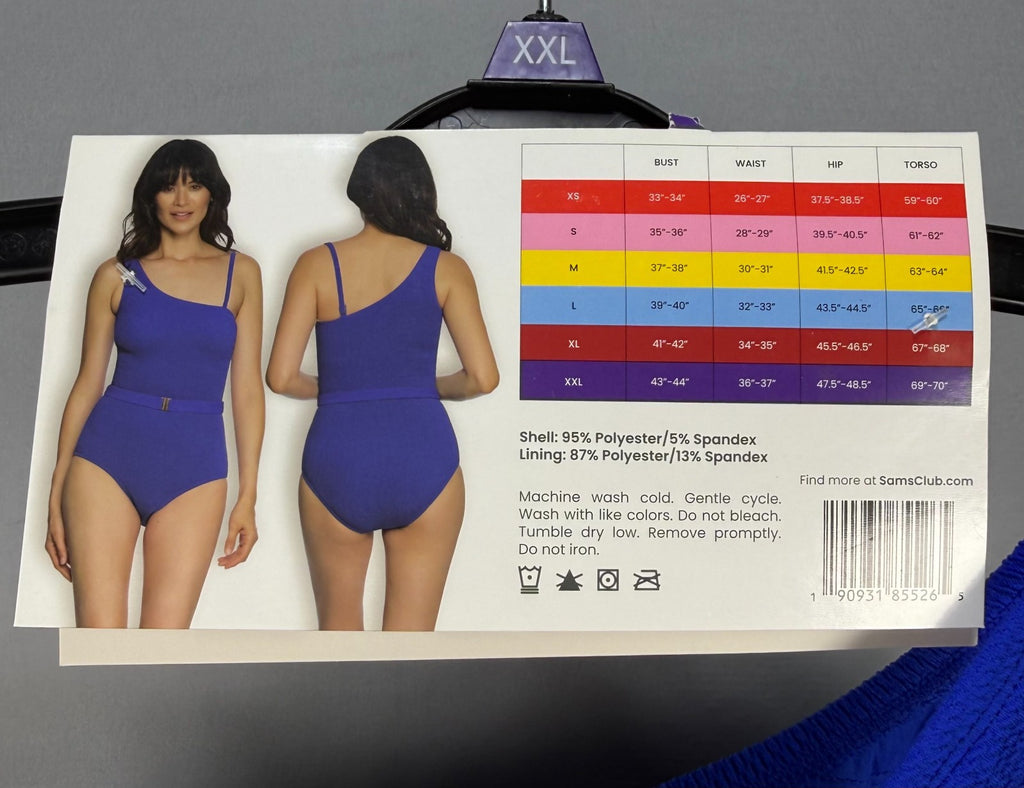 NWT Loft Asymmetrical Textured One-Piece Swimsuit Women's 2XL Blue Summer Beach