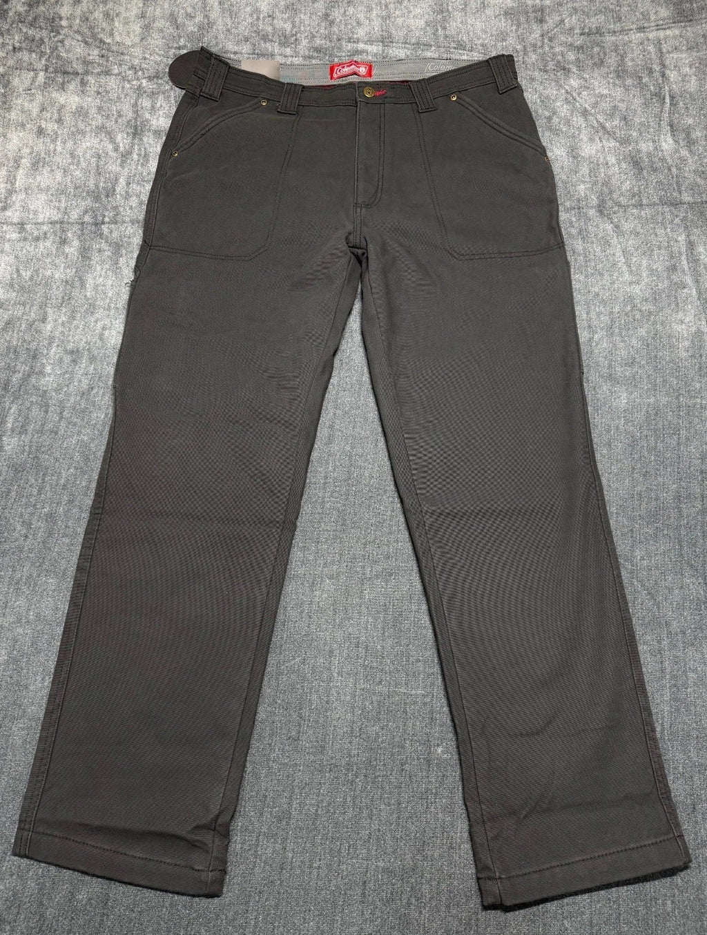 NWT Coleman Work Pants Men 36X32 Black Fleece Lined Straight Leg Pockets Pull-On