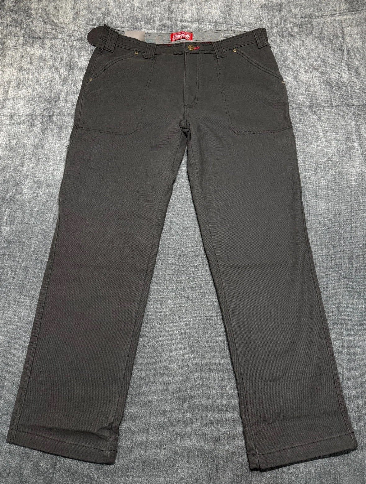 NWT Coleman Work Pants Men 36X32 Black Fleece Lined Straight Leg Pockets Pull-On