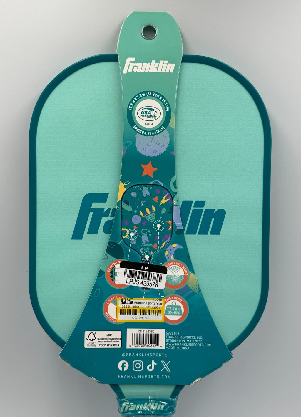 New Franklin Youth Pickleball Paddle Outer Space Polymer Core Leo Chun Racquet