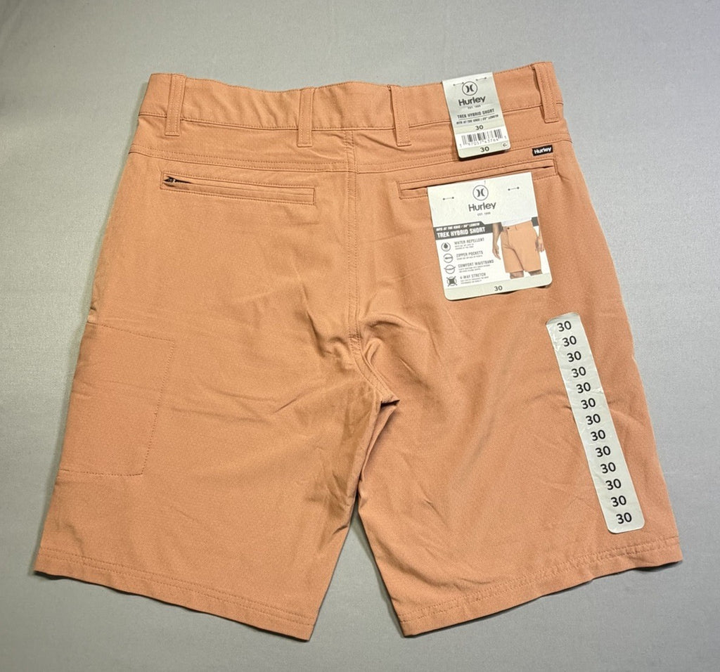 NWT Hurley All Day Trek Hybrid Short Men's 30 Orange Rust 4-Way Stretch Comfort