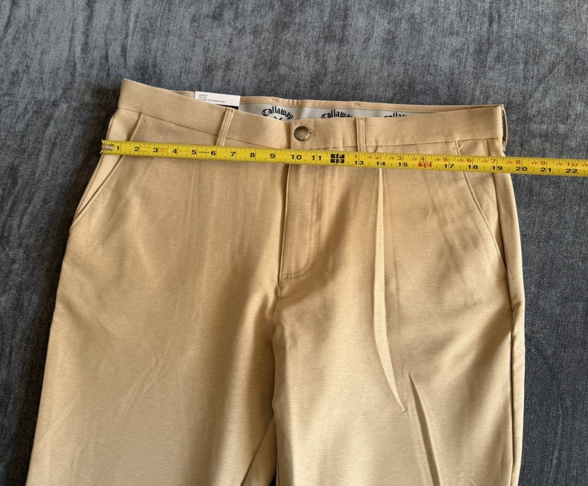 Callaway Opti-Dri Stretch Golf Pants Chinchilla Beige Mens 38x32 Performance NWT