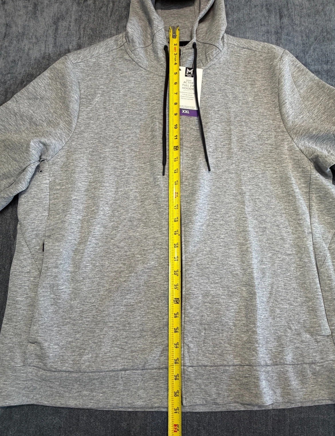NWT Members Mark Everyday Full Zip Active Hoodie Men's 2XL Gray Long Sleeve