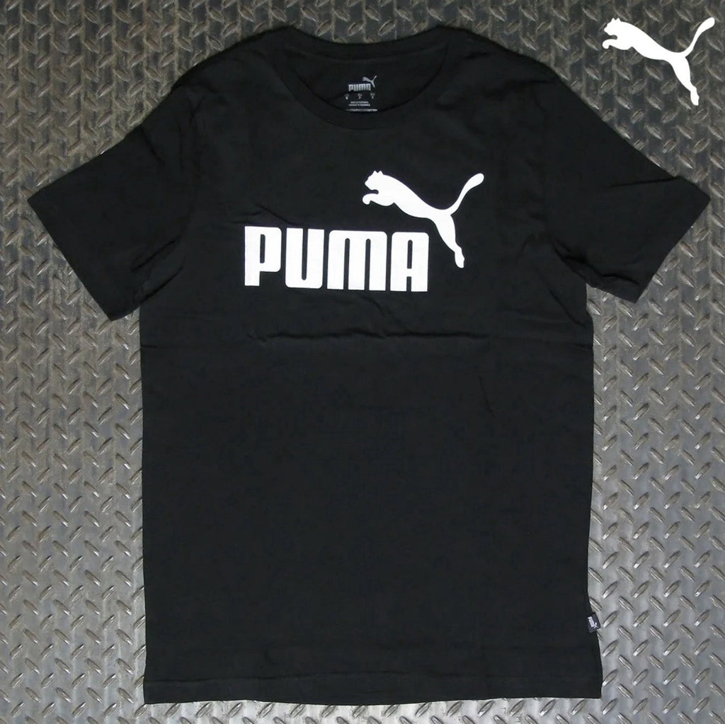 NWT Puma Essential Graphic Logo Tee Shirt Men's Large Black Short Sleeve Summer