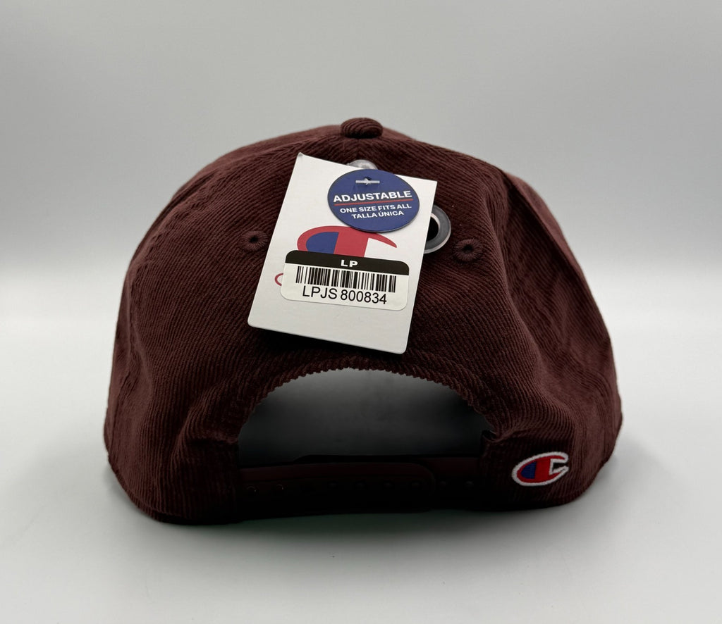 NWT Champion Corduroy Dad Hat Maroon Black Embroidered Adjustable Snapback Cap