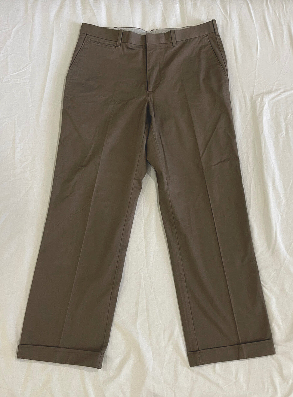 Axist Men's Straight Pleated Cuffed Leg Taupe Dress Pants Brown Size 33x32 B1