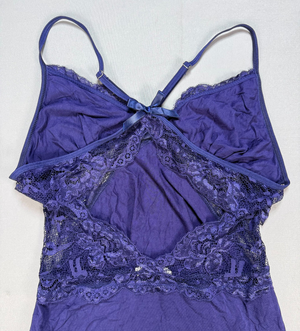 Avidlove Lace Chemise Sleepwear Lingerie Women's Small Navy Blue Valentines Day