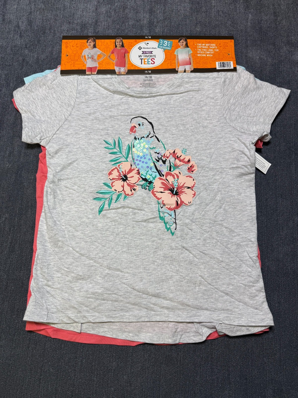 NWT Member's Mark My Favorite T-Shirts Girls 14/16 Multi Short Sleeve - Lot of 3