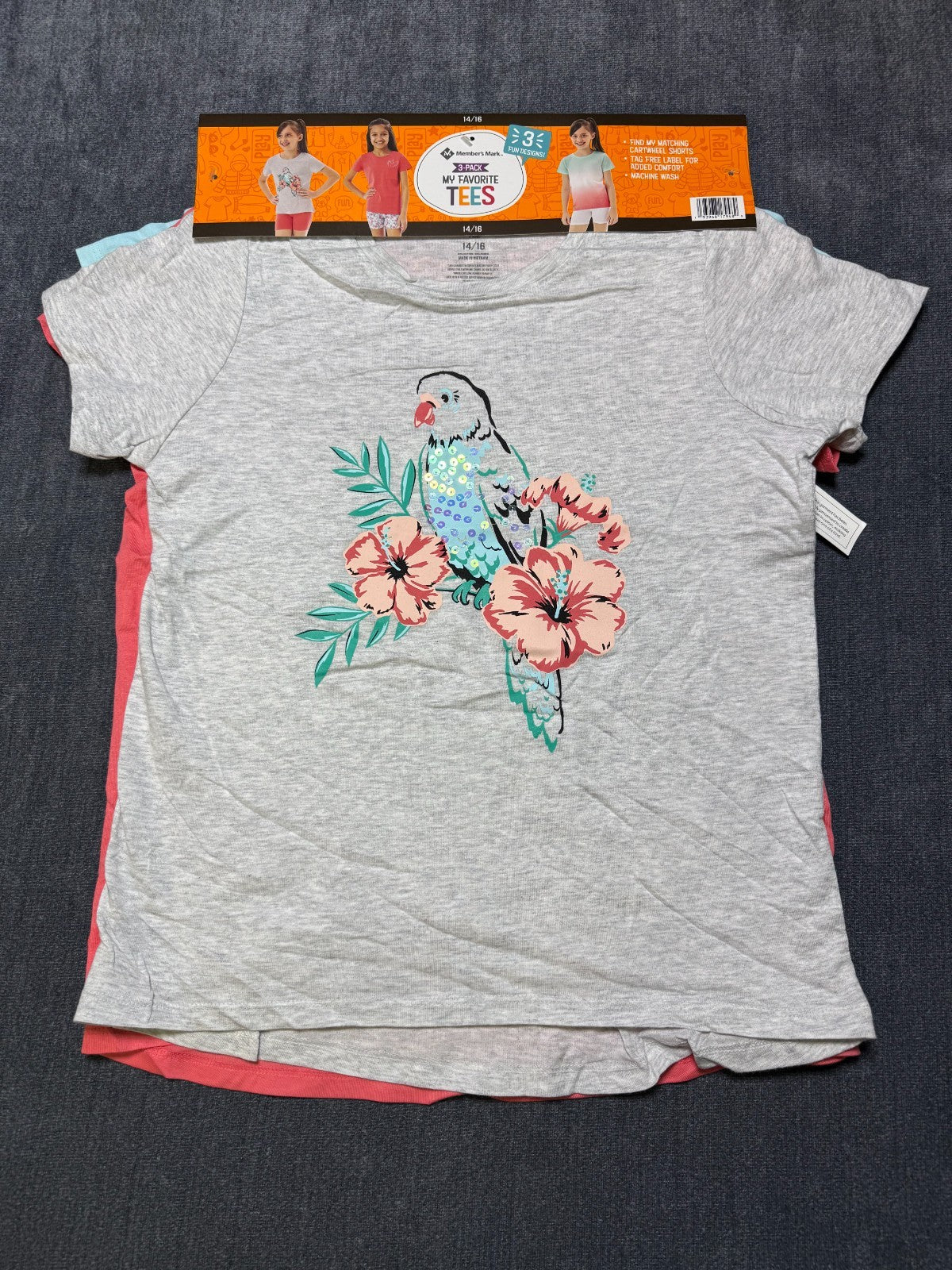 NWT Member's Mark My Favorite T-Shirts Girls 14/16 Multi Short Sleeve - Lot of 3