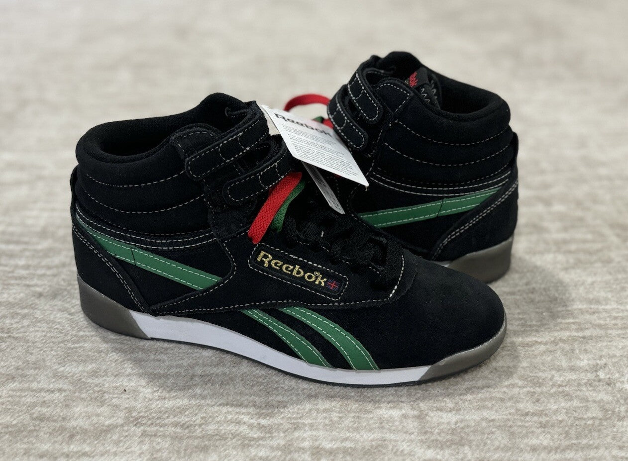 NEW Reebok Freestyle Hi Human Rights Now Womens Size 7 Black Lifestyle Sneakers