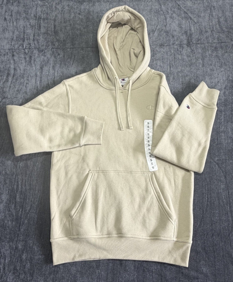 Champion Beige Fleece Pullover Hoodie Men's Size Small | NEW!