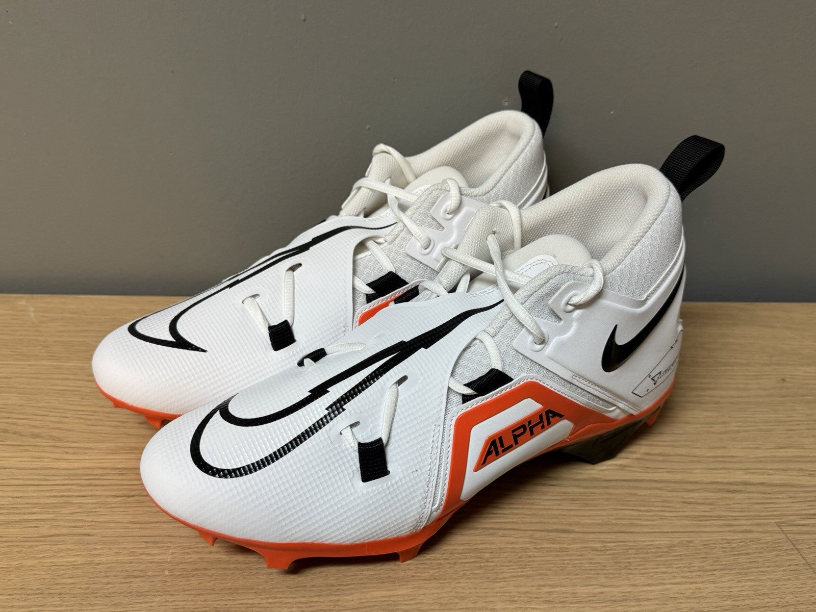 NEW Nike Alpha Menace Football Cleats MEN'S SIZE 13 White | Orange | Black
