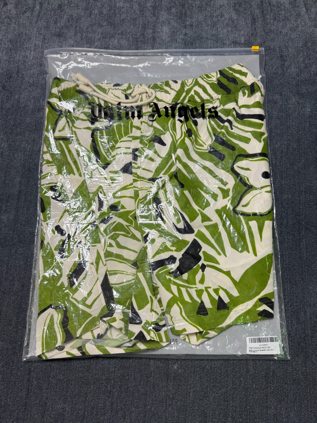 NWT Palm Angels Macro Hibiscus Swim Shorts Men Large Green/White 100% Polyester