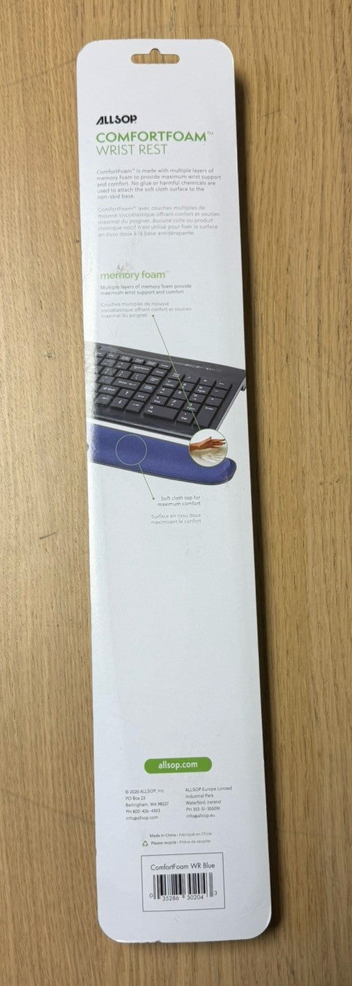 ALLSOP COMFORT MEMORY FOAM Keyboard Wrist Rest - Blue New Sealed