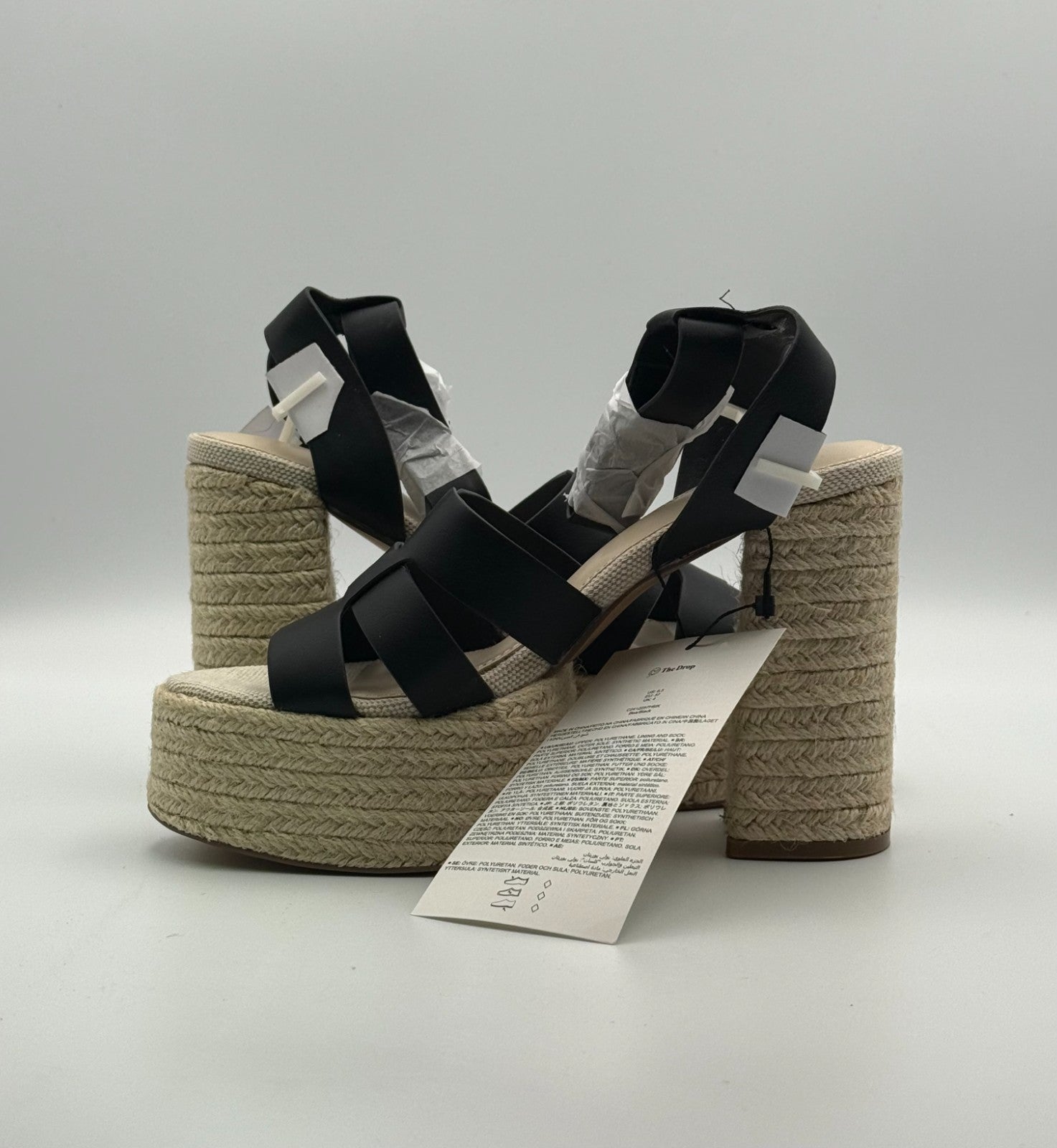 New The Drop Bea Platform Heels Sandals Women's 6.5 Black Ankle Strap Fashion