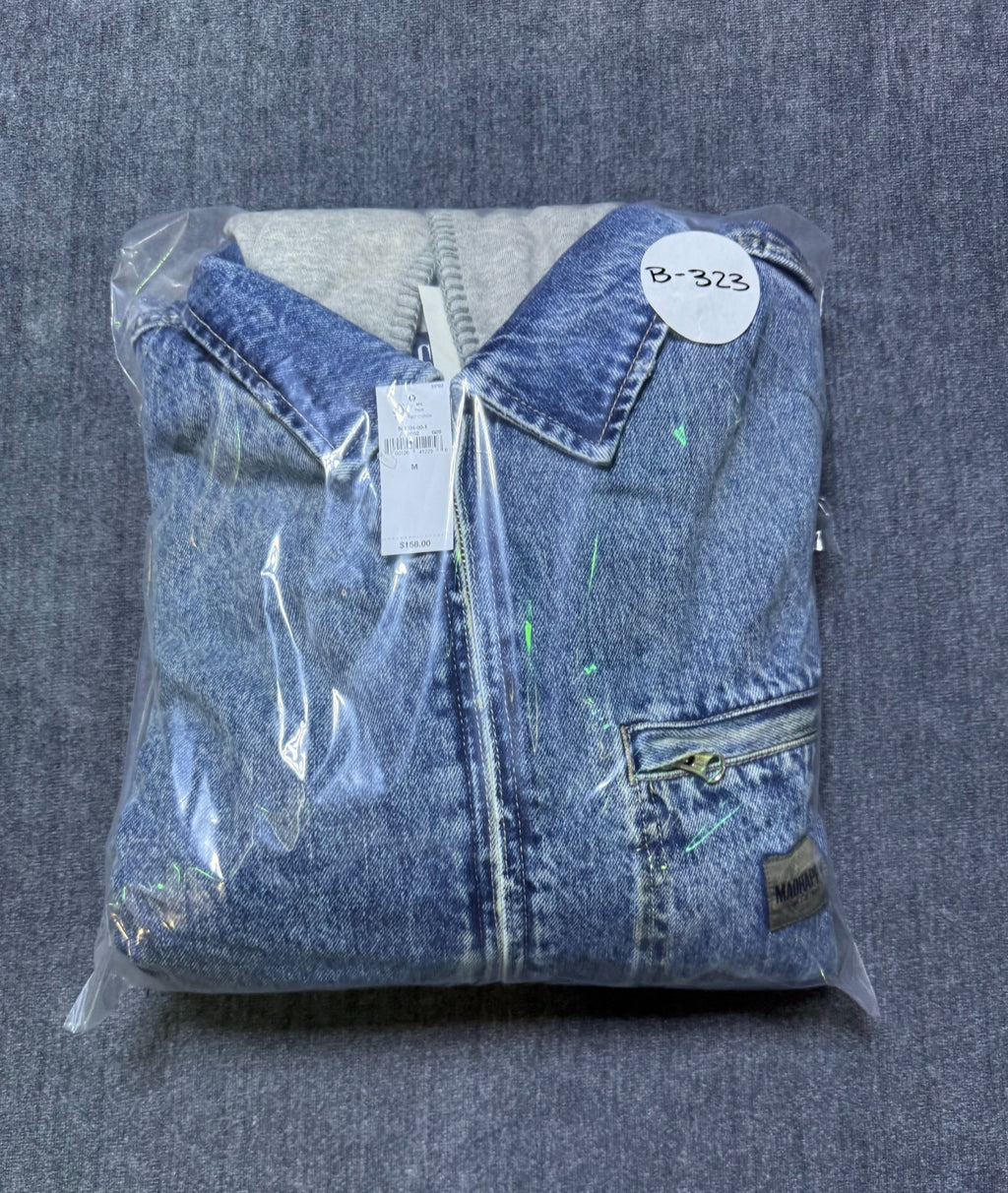 Gap X MadHappy Denim Jacket Men's Medium Blue Full-Zip Hooded Long Sleeve Collar