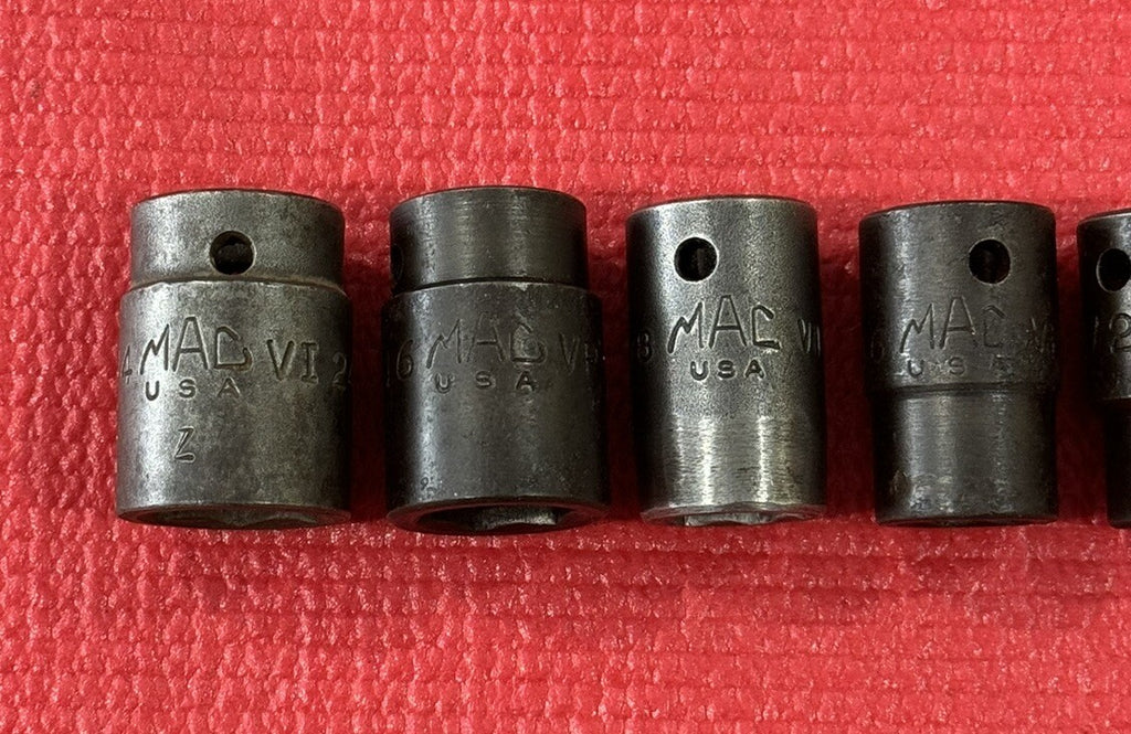 Mac Tools 6 PC VP & VI Series SAE 1/2" DR Shallow Impact Socket 6PT Set USA