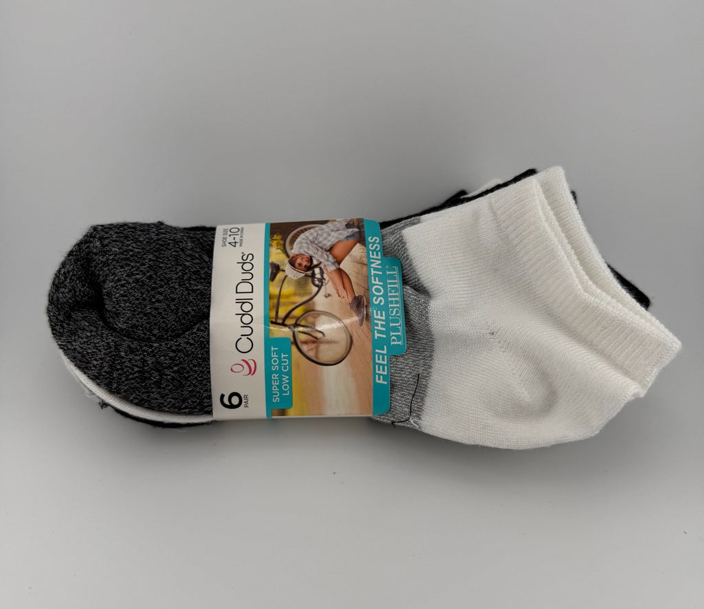 Cuddl Duds 6-Pairs Super Soft Low Cut Socks Women's (Black 4-10) Modern Twist