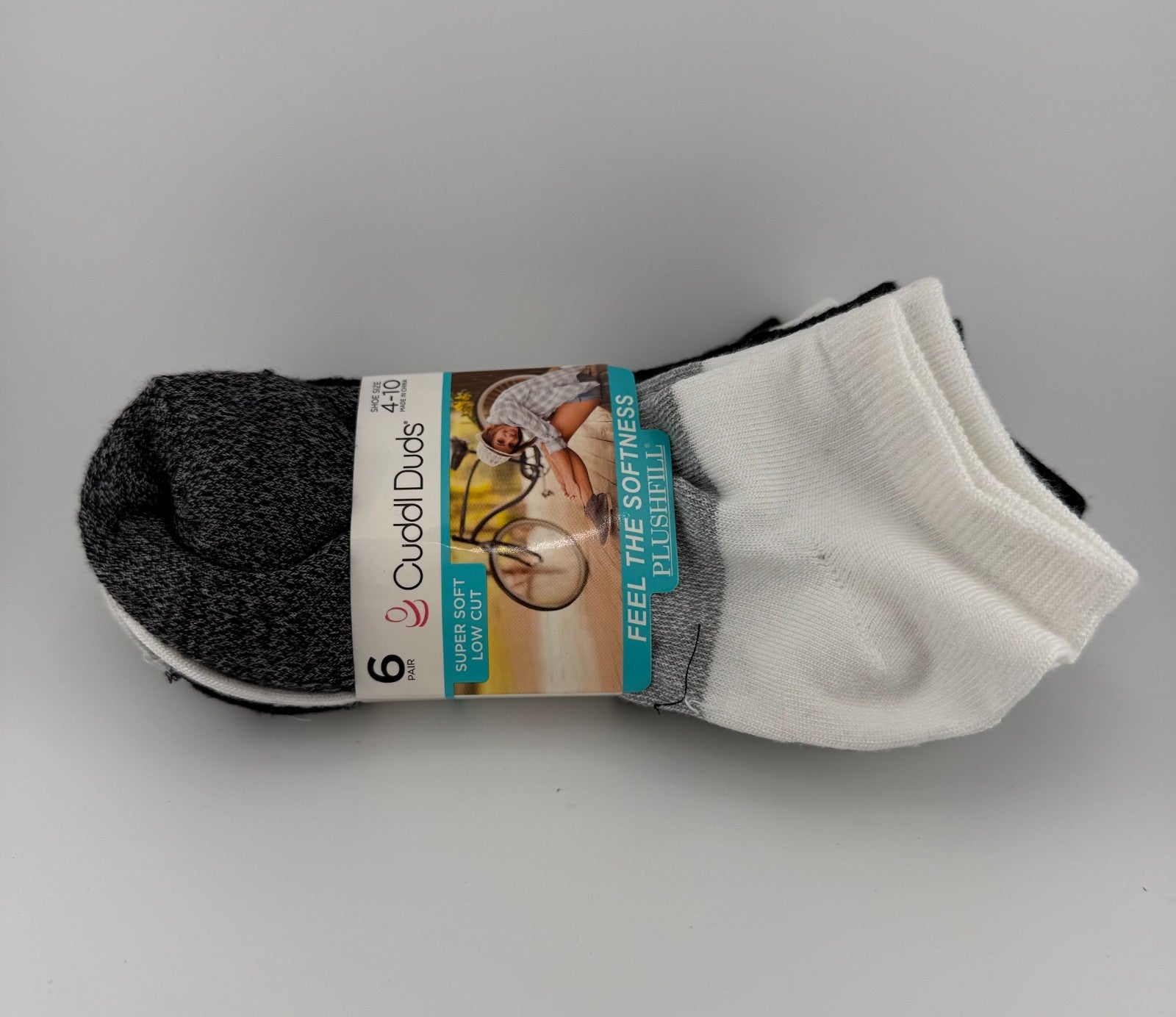 Cuddl Duds 6-Pairs Super Soft Low Cut Socks Women's (Black 4-10) Modern Twist