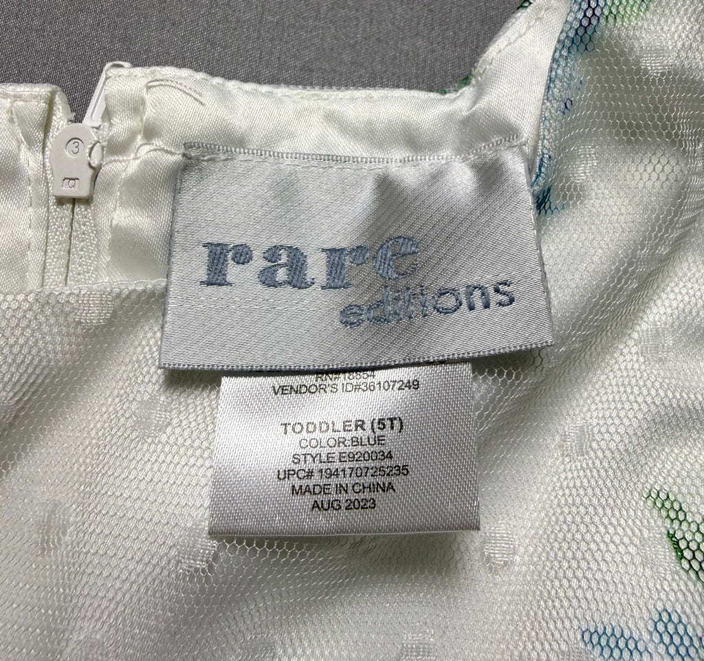 NWT Rare Editions Occasion Dress Baby Toddlers 5T Blue Floral Lined Lightweight
