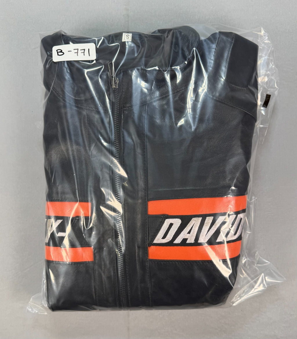 Real Leather Harley Davidson Embroidered Mens Small Motorcycle Biker Jacket