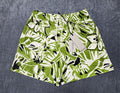 NWT Palm Angels Macro Hibiscus Swim Shorts Men Large Green/White 100% Polyester