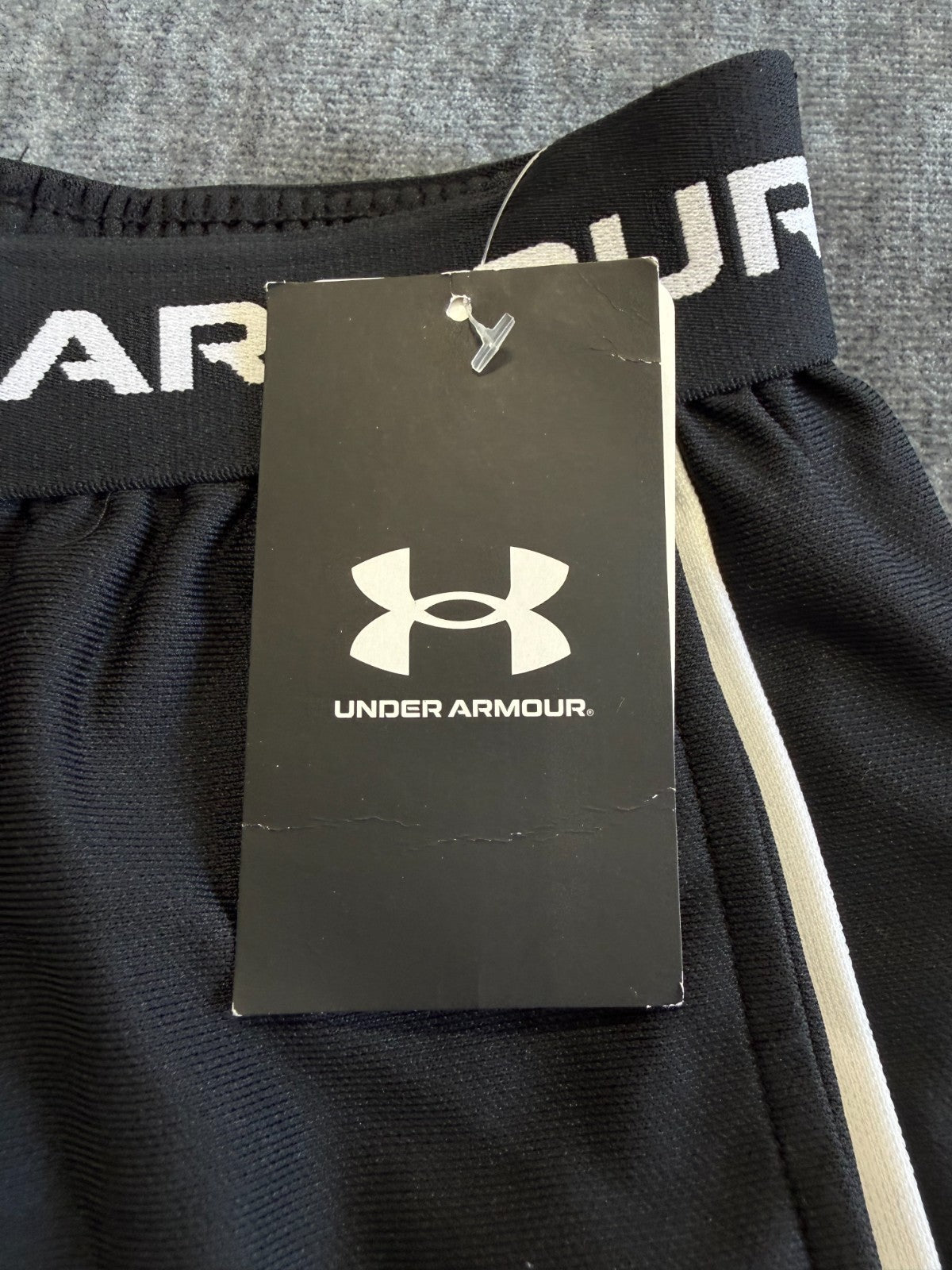 NWT Under Armour Tech Play Up Shorts Girls Small Black Drawstring 100% Polyester