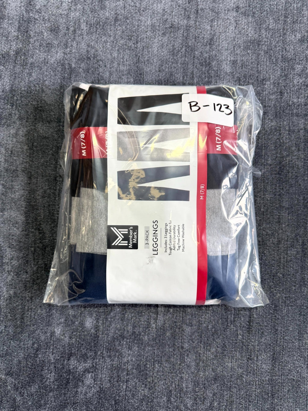 NWT Member's Mark Leggings Girls Medium (7/8) Multi Comfort Stretch - Pack Of 3