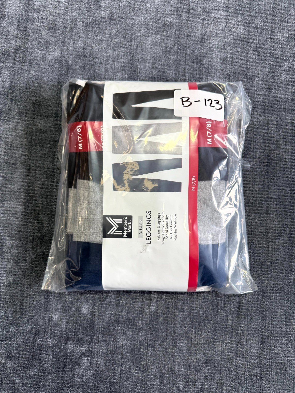 NWT Member's Mark Leggings Girls Medium (7/8) Multi Comfort Stretch - Pack Of 3