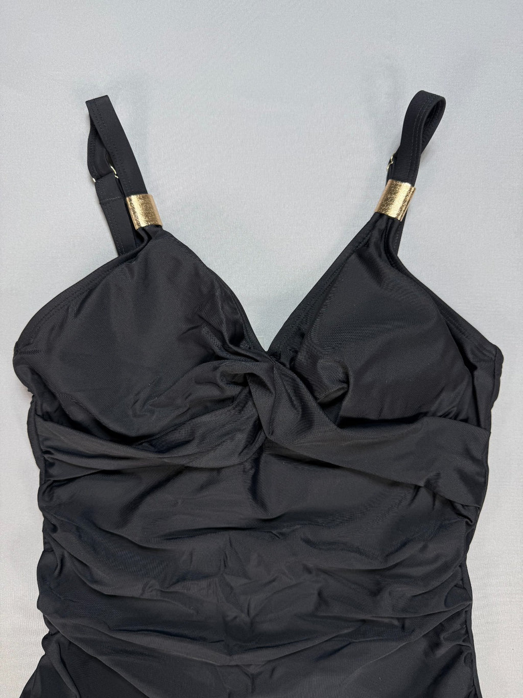 NWT Tempt Me One Piece Swimsuit Women’s Small Black Ruched Summer Tummy Control