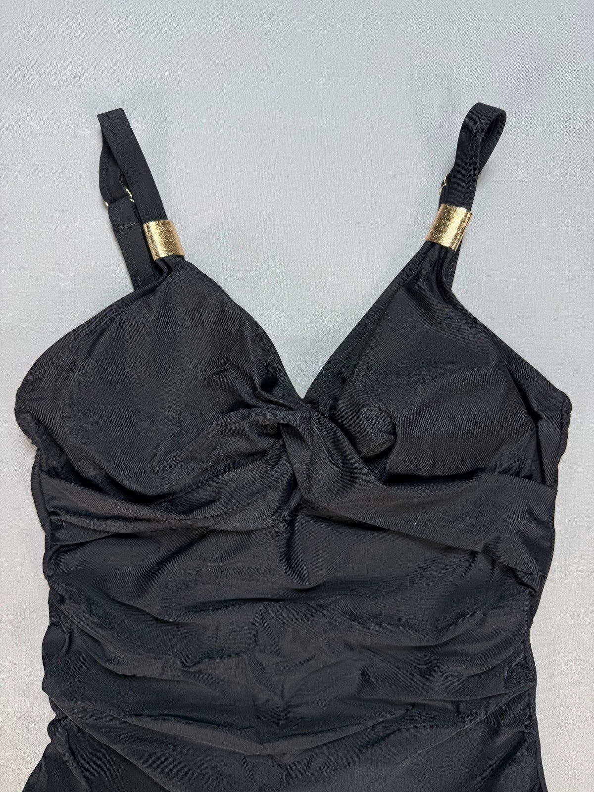 NWT Tempt Me One Piece Swimsuit Women’s Small Black Ruched Summer Tummy Control