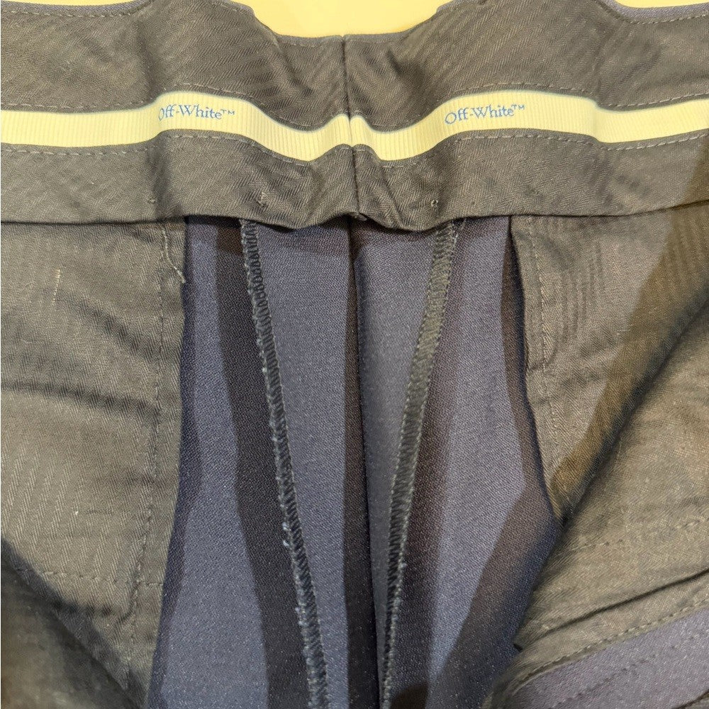 Off-White Men's Tech-Wool Slim Pants Sierra Leone Dark Blue Dress Pants 34x34