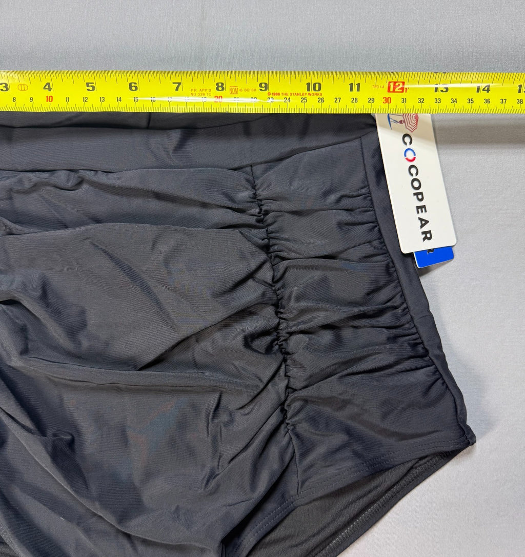 Cocopear High Waisted Ruched Bikini Bottom Women's Medium Black Summer Beach
