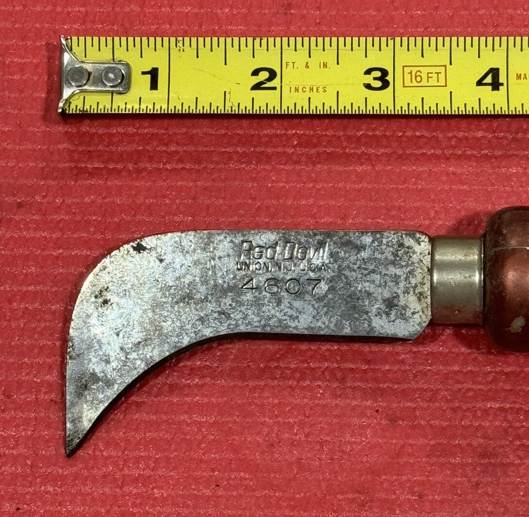 Vintage Red Devil No. 4607 Carpet Linoleum Knife Tool Red Handle Made in USA
