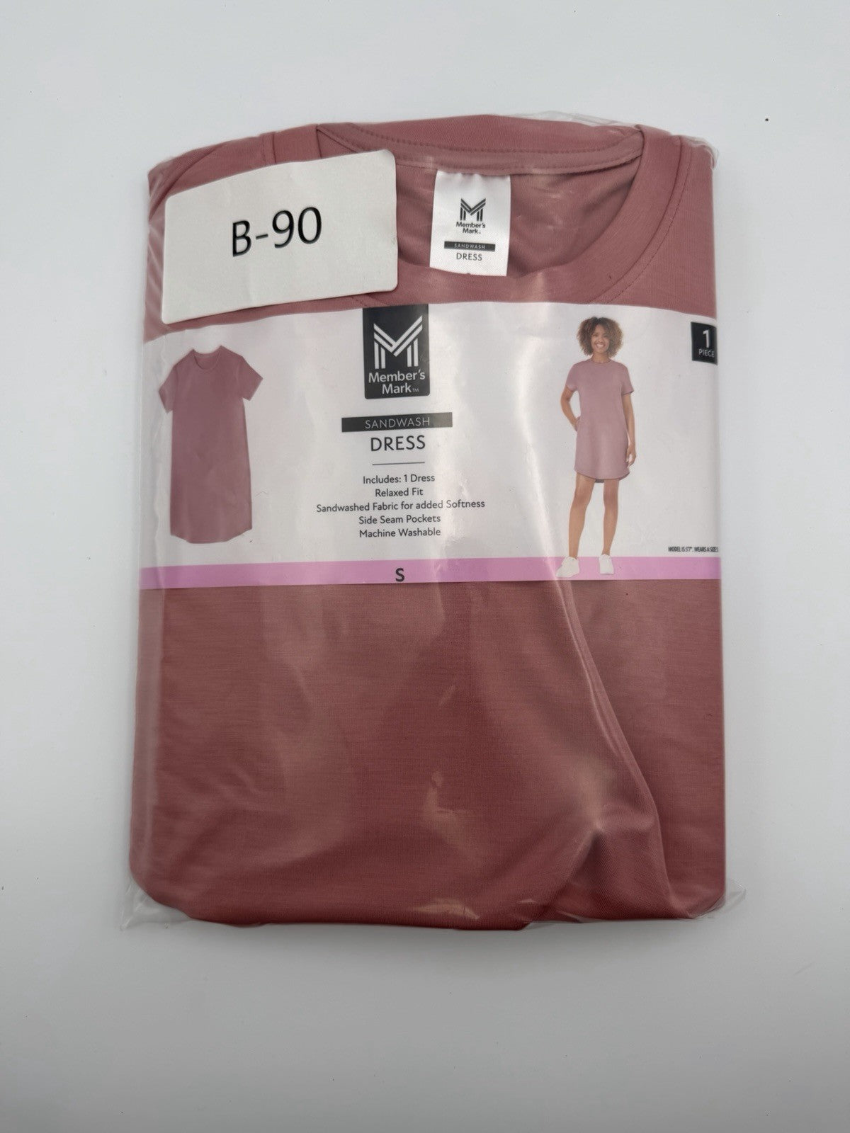 NEW Member's Mark Sandwash Dress Women's SIZE Small Pink Relaxed Fit