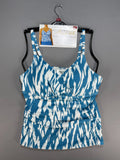 NWT Anne Cole Limited Edition Tankini Top Women's XL Blue White Sleeveless Top
