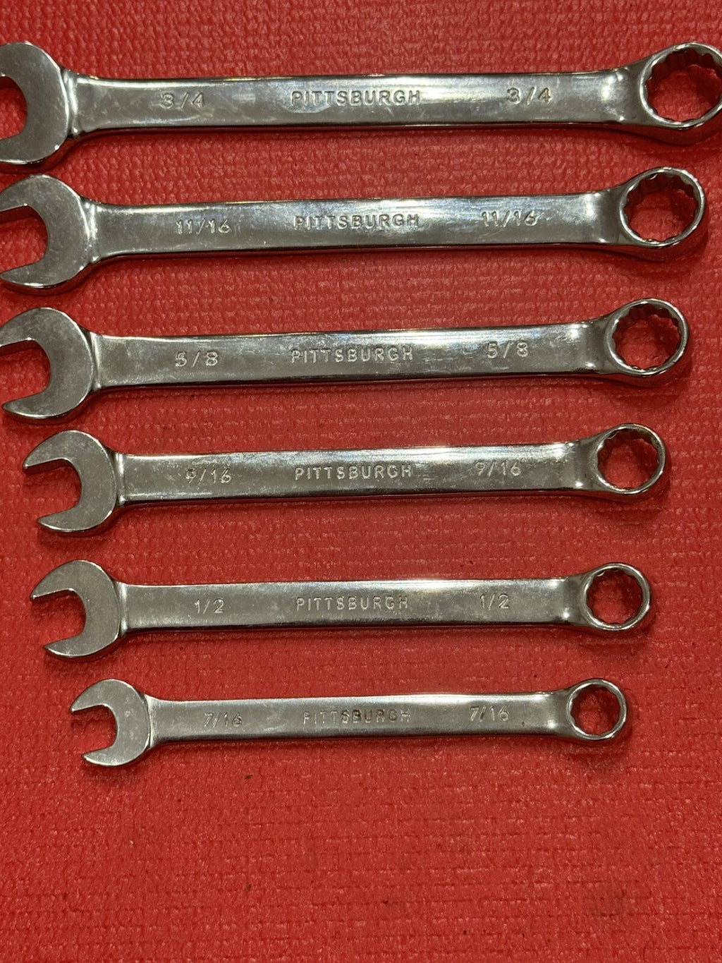 Pittsburgh Tools 6 PC SAE Chrome Vanadium Combination Wrench Set 12PT