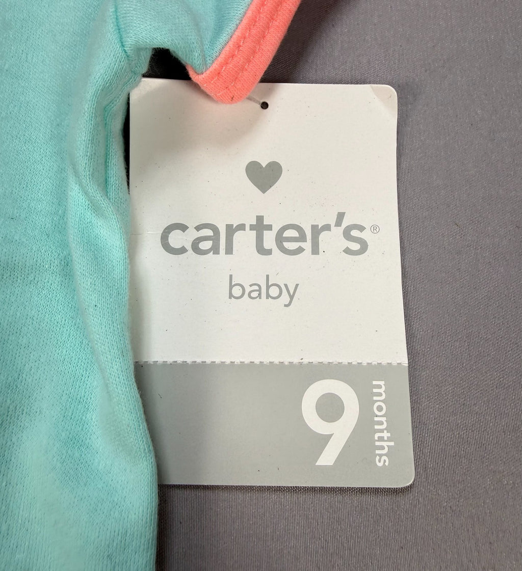 Carter's "#Toocute" Slogan Bodysuit Baby Girls 9 Months Blue Pink Short Sleeve