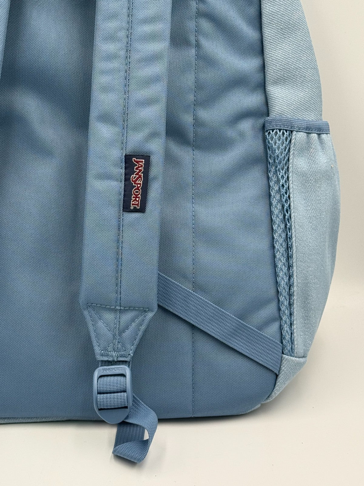 NWT JanSport Cross Town Plus Remix Light Blue Denim Backpack 15" School Bag