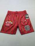 NWT Era X NBA Eric Emanuel Miami Heat Men’s Shorts Medium Red Striped Basketball
