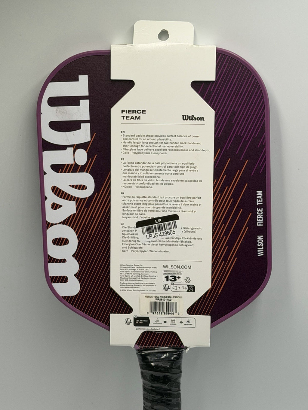 New Wilson Fierce Team Pickleball Paddle All Around Playability Purple Racket