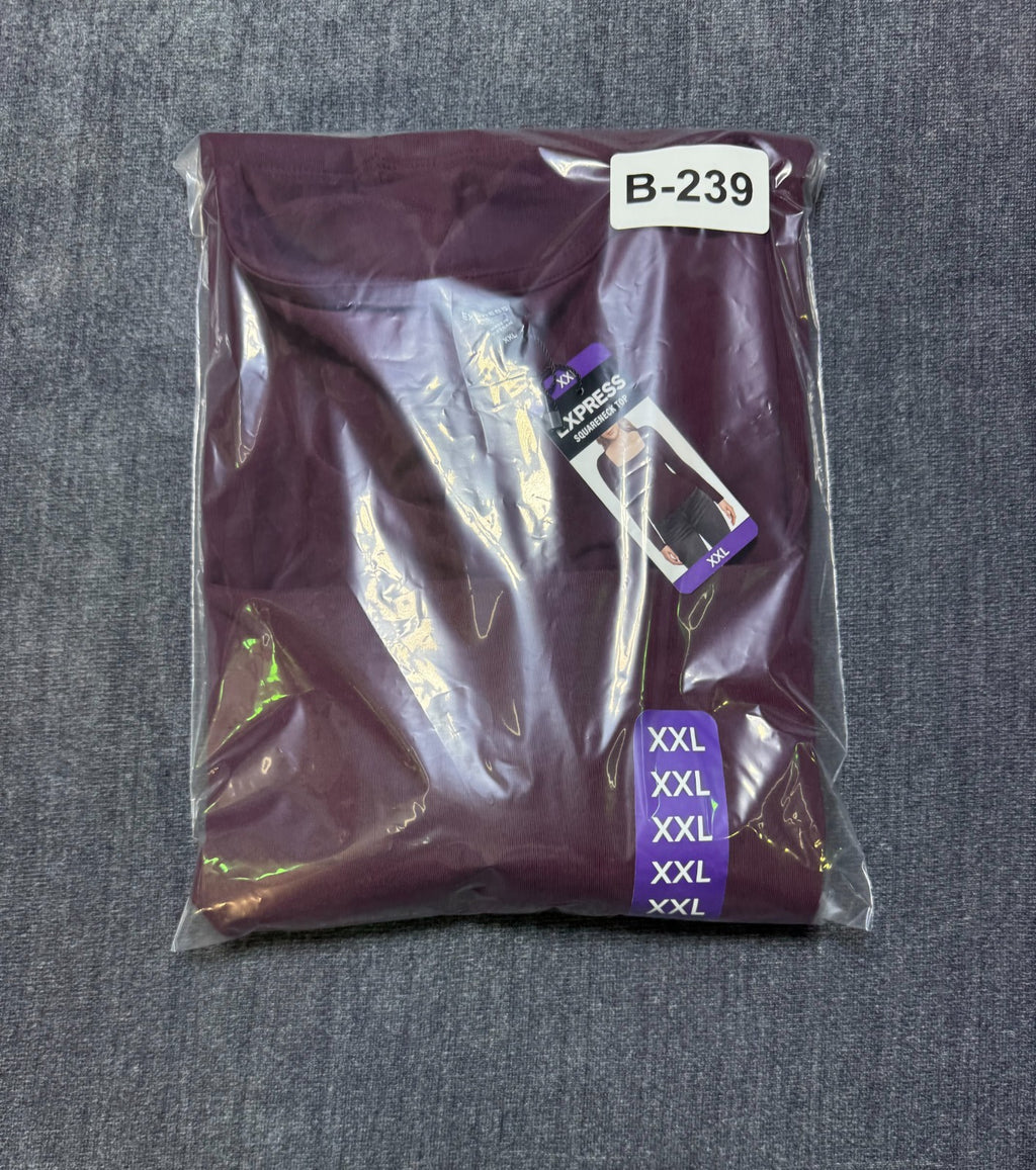 Express Square Neck Top Women's 2XL Purple Soft Stretch Long Sleeve Casual Wear