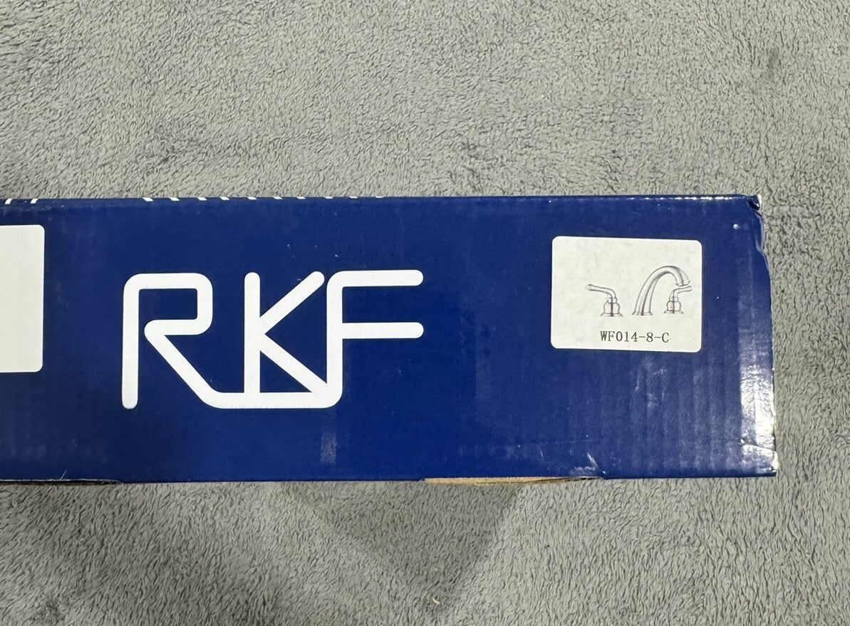 RKF WF014-8-C NEW Polished 3 Hole Two Handle Bathroom Sink Faucet W/Drain