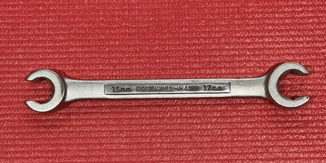 Craftsman Tools V 44178 15mm x 17mm Metric Double Flare Nut Wrench 6 Point USA