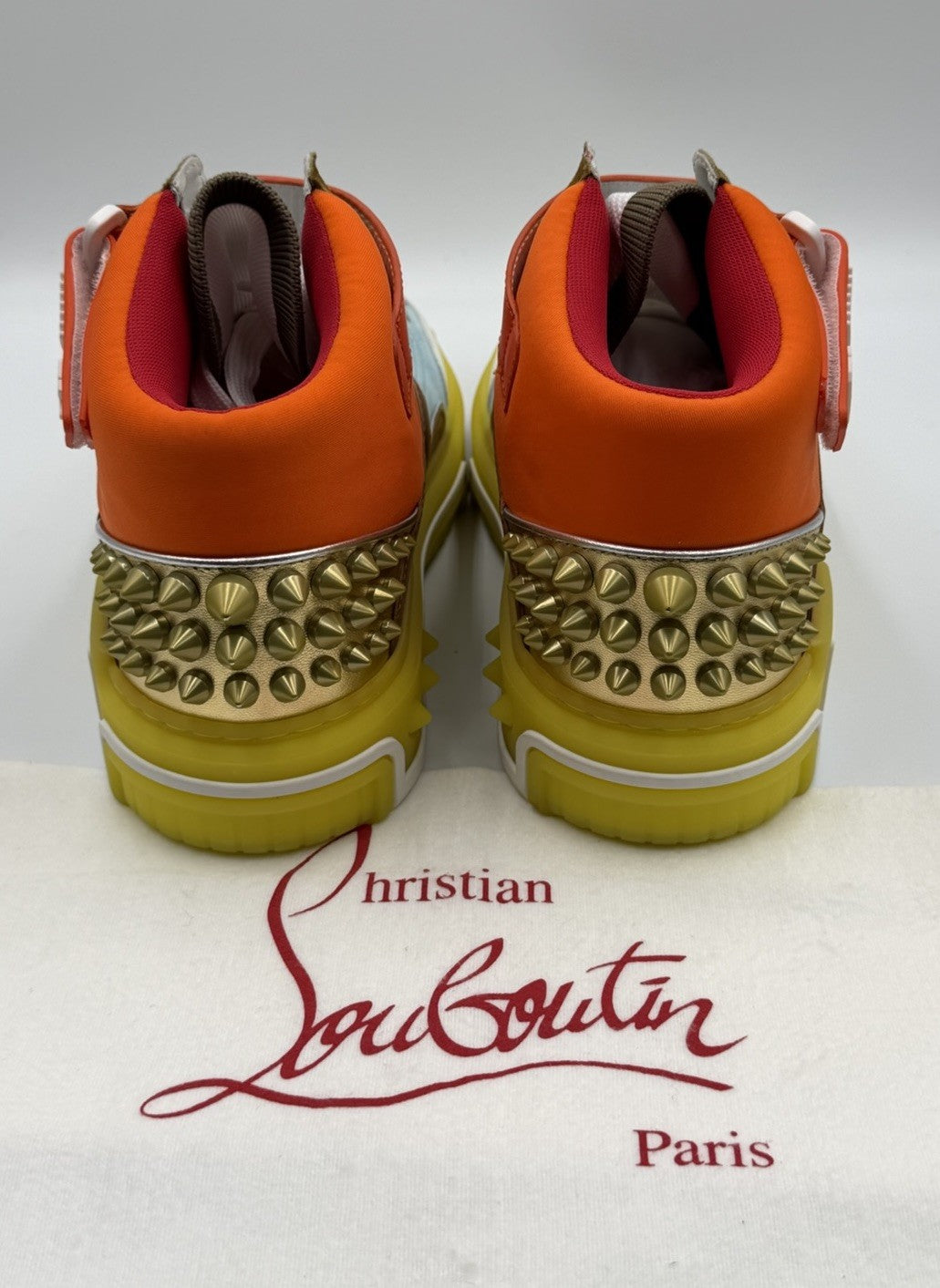 AUTHENTIC Christian Louboutin High Top Sneakers Red Sole Spikes Size 42 EU 9 US