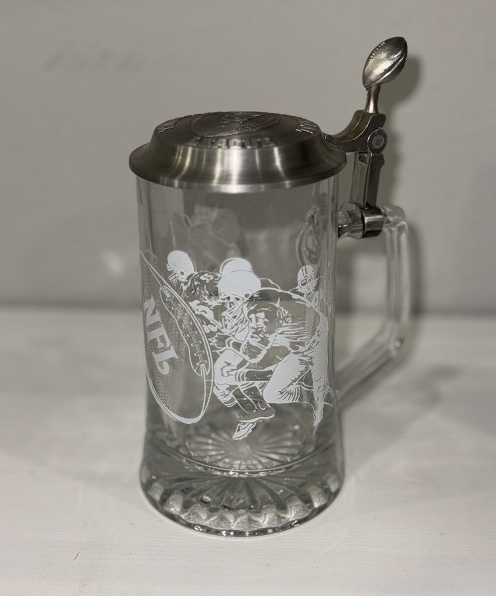 NFL National Football League Licensed Germany Bar Ware Etch Glass Beer Stein Mug