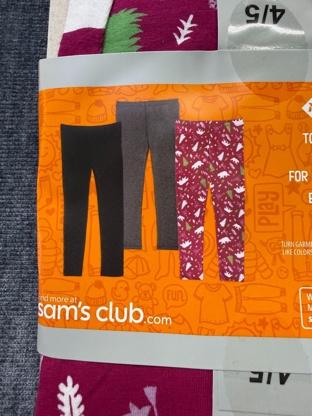 NWT Member's Mark My Favorite Leggings Girls 4/5 Multicolor Preppy - 3-Pack