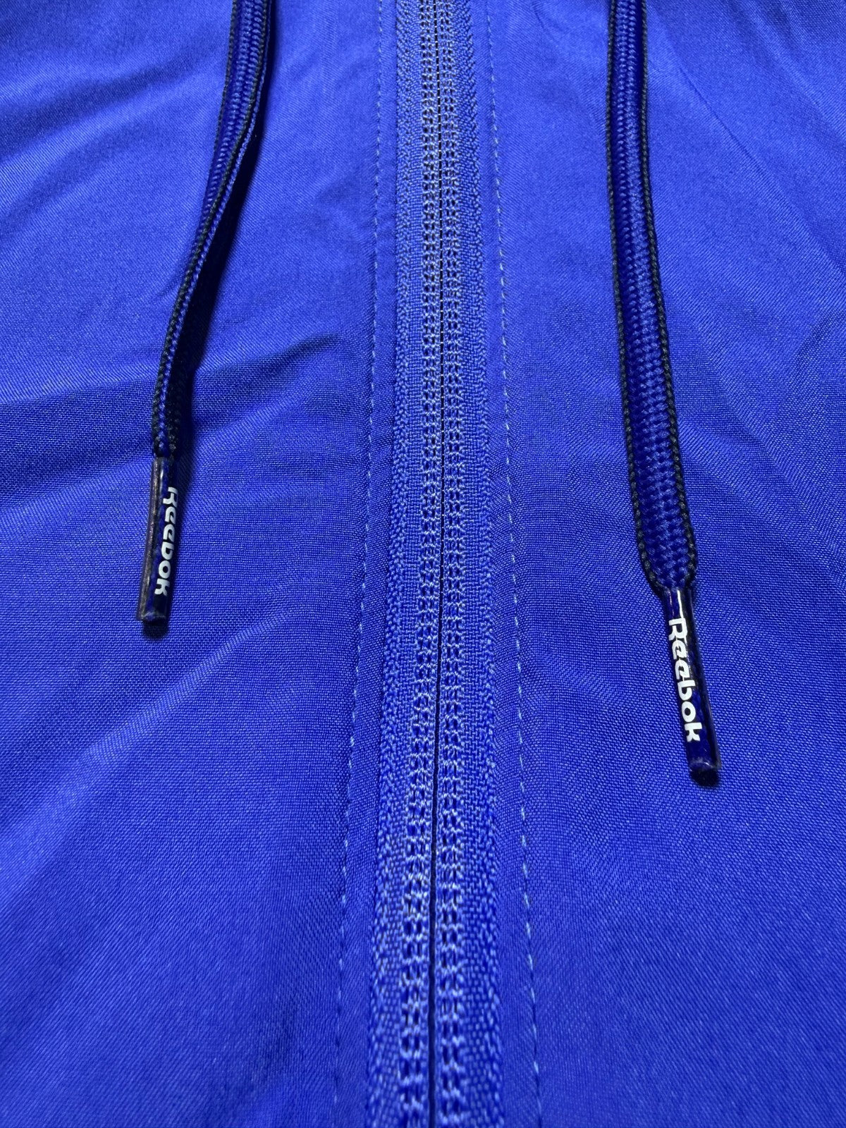 Reebok Full Zip Colorblock Adjustable Hood Training Woven Jacket Men's 2XL Blue