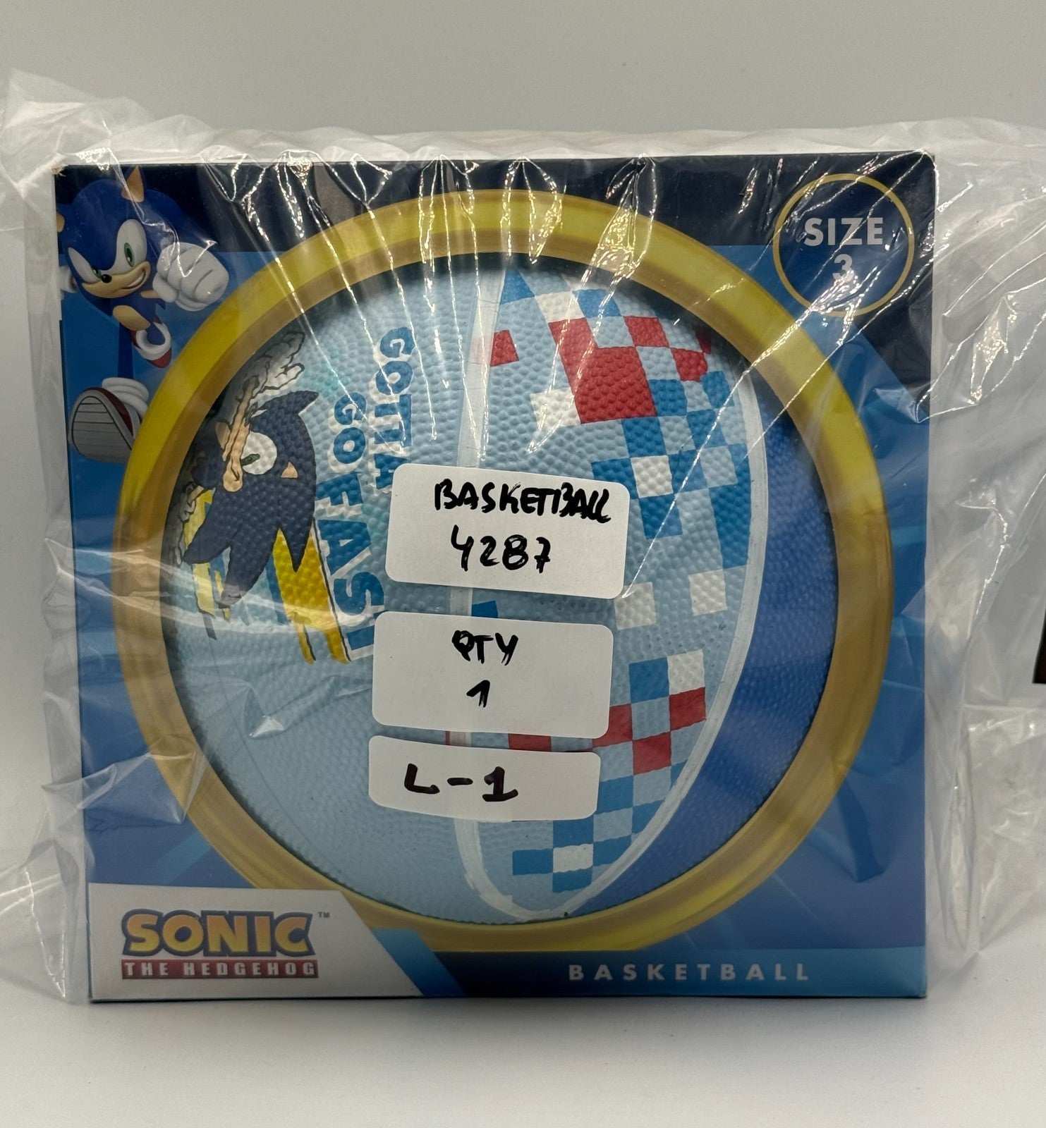 New Sonic the Hedgehog Kids Basketball Gotta Go Fast Blue Sega Outdoor - Size 3